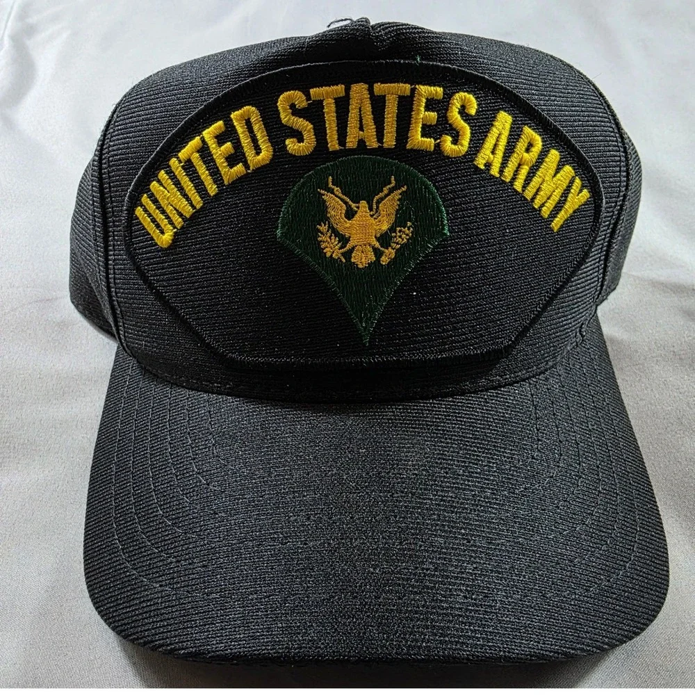 Eagle Crest US Army Hat Mens OSFM Black Specialist Rank Snapback Made in USA
